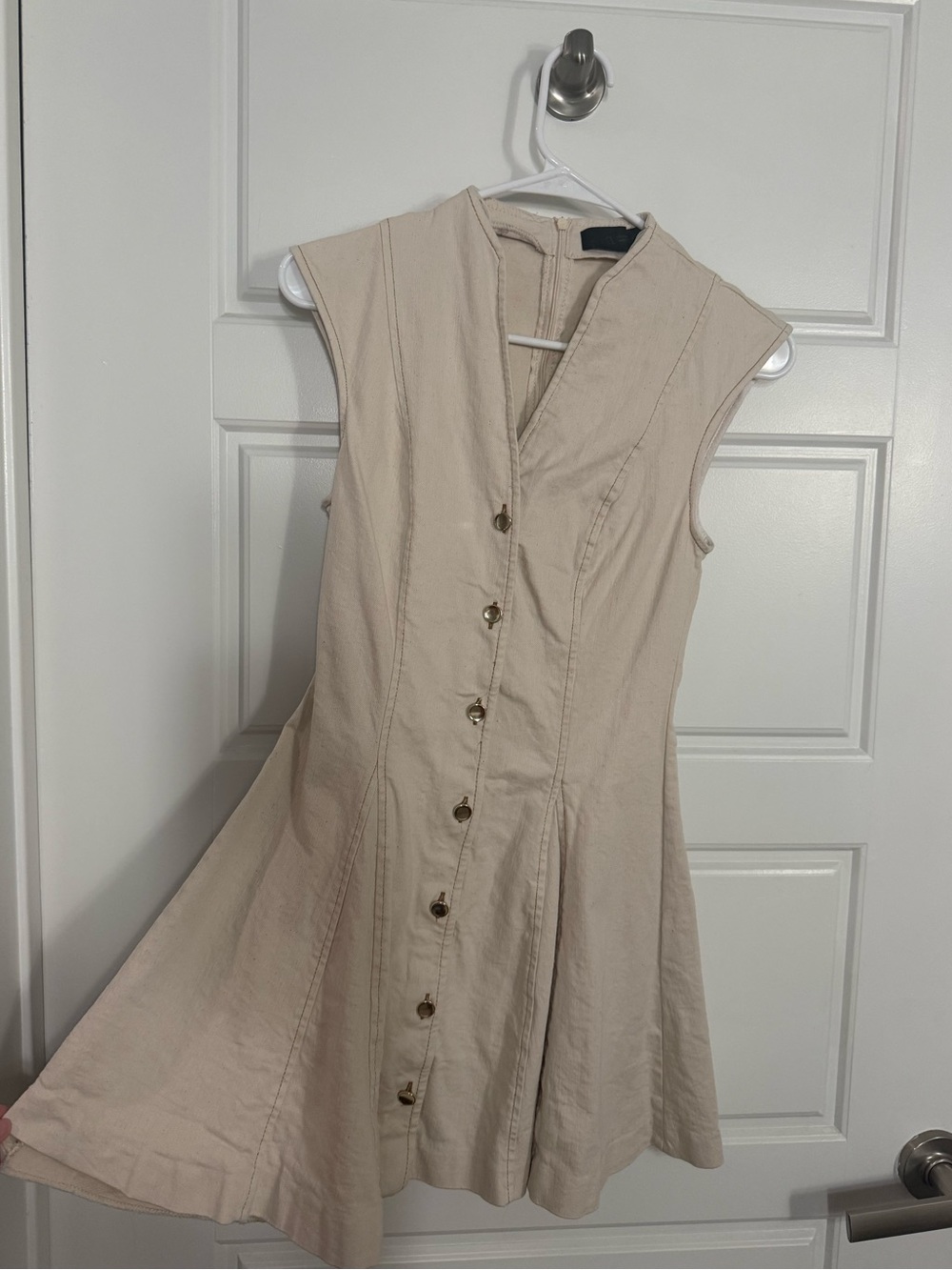 Zara Cream Button-Front Mini Dress